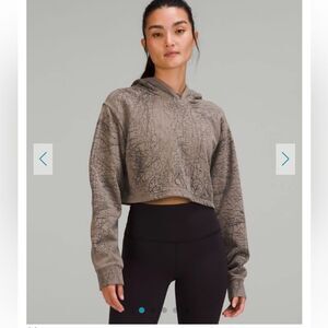 NWT New LULULEMON All Yours Cropped Hoodie Sweatshirt Thread Dye Rover Black 10